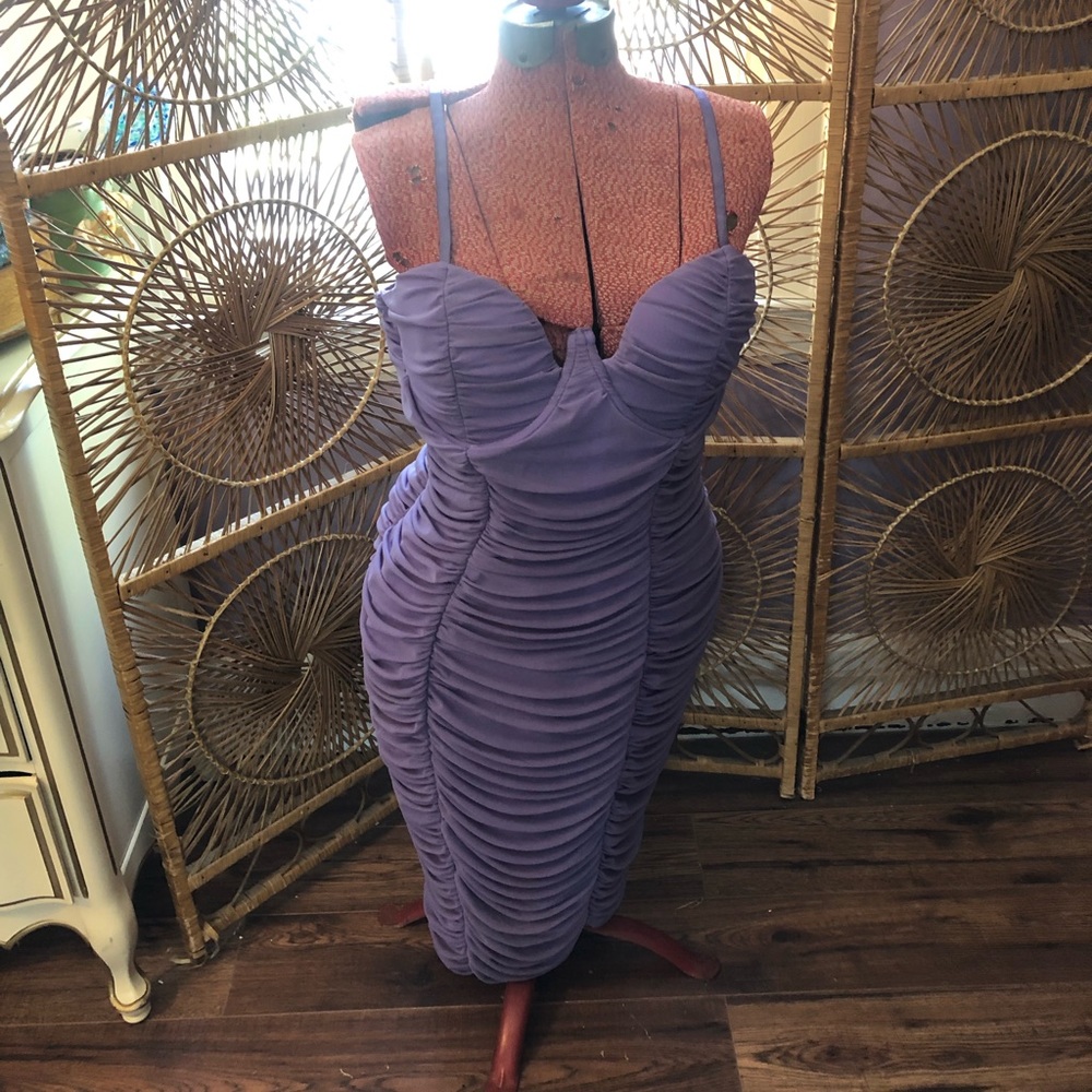 COPY - Lavender Ruched midi dress 2x